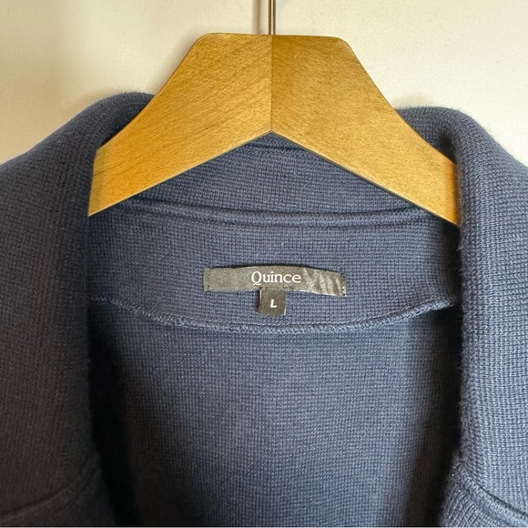 Quince 100% Organic Cotton Knit Blazer Jacket Navy Blue Size Large - Picture 3 of 7